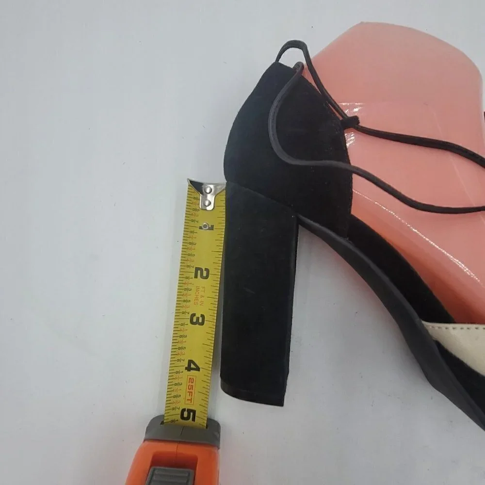 NEW Bettye Muller Madison Suede Platform Pump Natural & Black Women's Size 8M